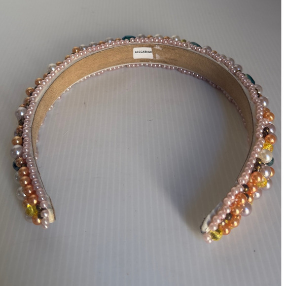 Handmade Beaded Pearl Headband Colorful Crystal Diadema Bridal, Party NWT - Picture 10 of 11